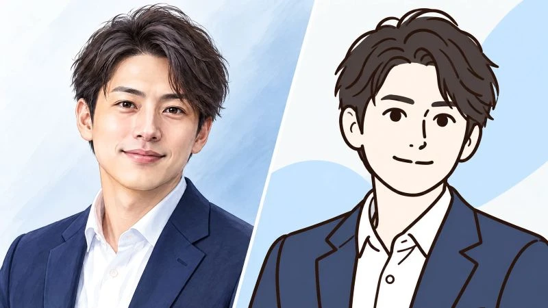 イラスト 顔 ビジネス 商用化 写真.webp